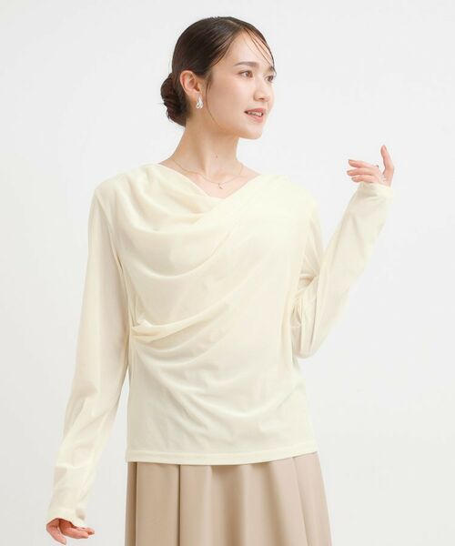 SHOO・LA・RUE / シューラルー カットソー | 【S-LL】ベロア調ドレープデザインカットソー | 詳細1