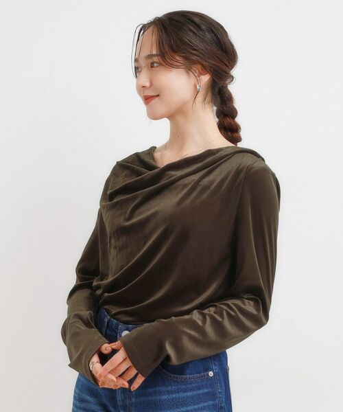 SHOO・LA・RUE / シューラルー カットソー | 【S-LL】ベロア調ドレープデザインカットソー | 詳細10