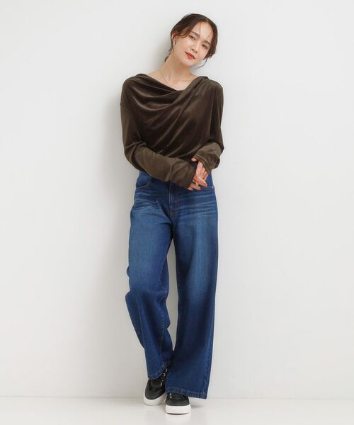 SHOO・LA・RUE / シューラルー カットソー | 【S-LL】ベロア調ドレープデザインカットソー | 詳細11