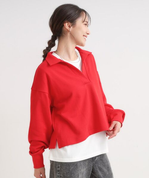 SHOO・LA・RUE / シューラルー スウェット | 【なめらかタッチ/洗濯機可】スキッパーポロスウェット | 詳細10