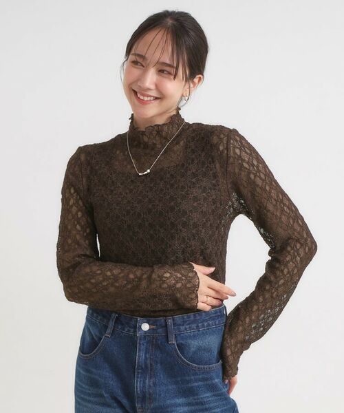 SHOO・LA・RUE / シューラルー カットソー | 【S-LL】上品なレースハイネックトップス | 詳細9
