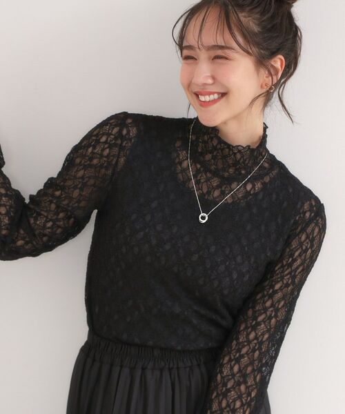 SHOO・LA・RUE / シューラルー カットソー | 【S-LL】上品なレースハイネックトップス(ブラック(019))