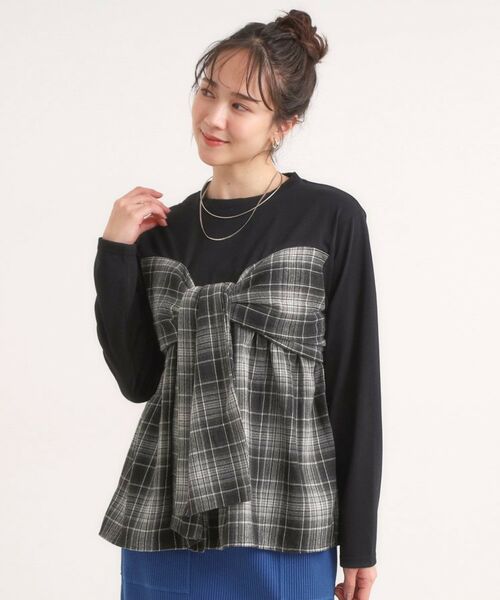 SHOO・LA・RUE / シューラルー カットソー | シャツレイヤード風で1枚でサマ見え ロンT | 詳細1