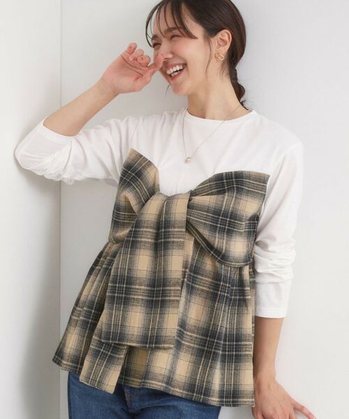 SHOO・LA・RUE / シューラルー カットソー | シャツレイヤード風で1枚でサマ見え ロンT(ベージュ(252))