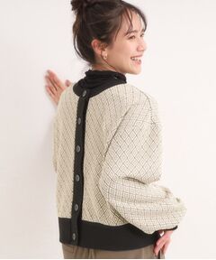 SHOO・LA・RUE / シューラルー カーディガン・ボレロ | 【前後2WAY】幾何学柄 ふくれジャカードカーディガン