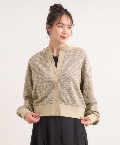 SHOO・LA・RUE / シューラルー カーディガン・ボレロ | 【前後2WAY】幾何学柄 ふくれジャカードカーディガン | 詳細15