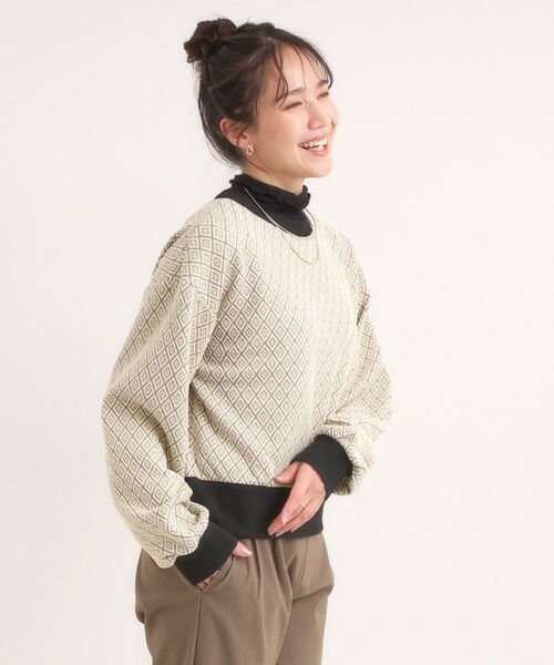 SHOO・LA・RUE / シューラルー カーディガン・ボレロ | 【前後2WAY】幾何学柄 ふくれジャカードカーディガン | 詳細4