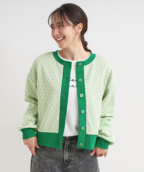 SHOO・LA・RUE / シューラルー カーディガン・ボレロ | 【前後2WAY】幾何学柄 ふくれジャカードカーディガン | 詳細8