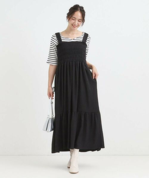 SHOO・LA・RUE / シューラルー ロング・マキシ丈ワンピース | 【2WAY】肩紐が取り外しできる シャーリングワンピース | 詳細1