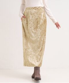 SHOO・LA・RUE / シューラルー ロング・マキシ丈スカート | 【S-LL】光沢感が華やかに ベロア調ナロースカート