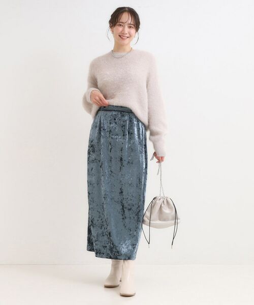 SHOO・LA・RUE / シューラルー ロング・マキシ丈スカート | 【S-LL】光沢感が華やかに ベロア調ナロースカート | 詳細11