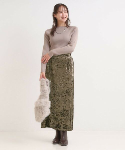 SHOO・LA・RUE / シューラルー ロング・マキシ丈スカート | 【S-LL】光沢感が華やかに ベロア調ナロースカート | 詳細3