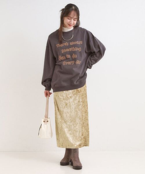 SHOO・LA・RUE / シューラルー ロング・マキシ丈スカート | 【S-LL】光沢感が華やかに ベロア調ナロースカート | 詳細7