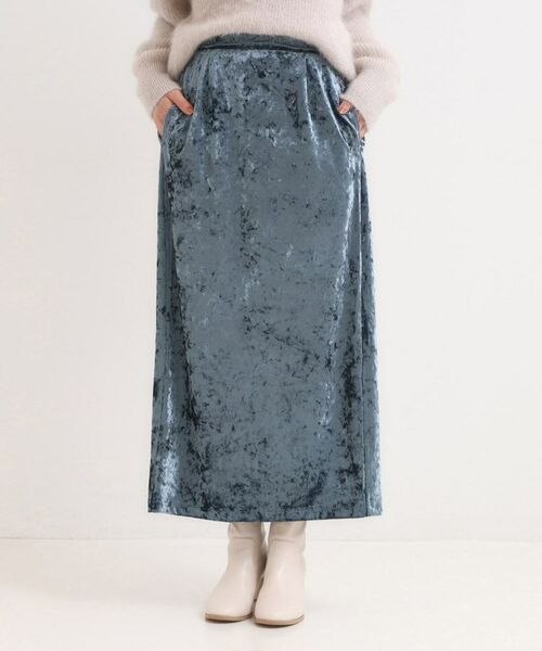 SHOO・LA・RUE / シューラルー ロング・マキシ丈スカート | 【S-LL】光沢感が華やかに ベロア調ナロースカート | 詳細9