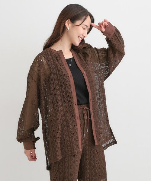 SHOO・LA・RUE / シューラルー シャツ・ブラウス | 【セットアップ可】レース使いが美しい バンドカラーシャツ | 詳細10