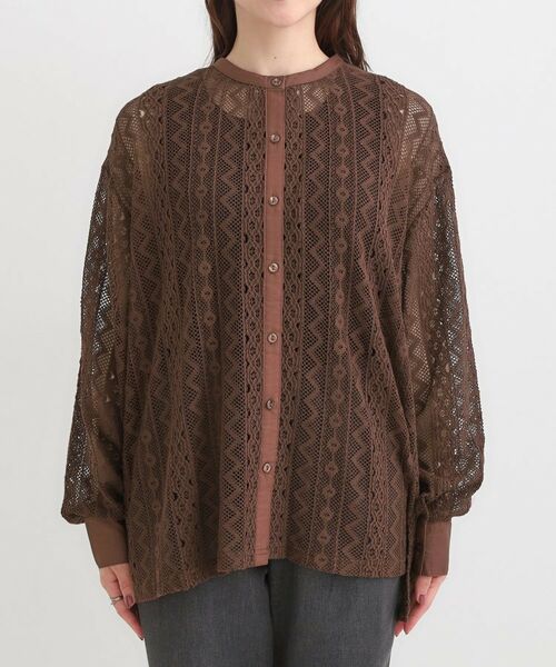 SHOO・LA・RUE / シューラルー シャツ・ブラウス | 【セットアップ可】レース使いが美しい バンドカラーシャツ | 詳細13