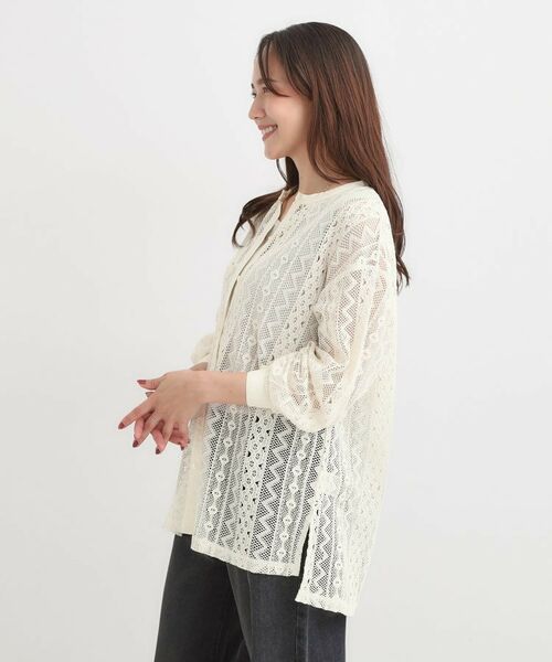 SHOO・LA・RUE / シューラルー シャツ・ブラウス | 【セットアップ可】レース使いが美しい バンドカラーシャツ | 詳細2