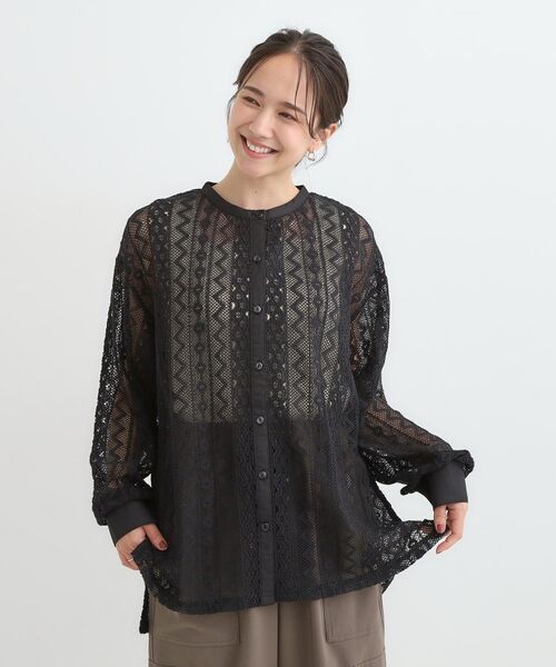 SHOO・LA・RUE / シューラルー シャツ・ブラウス | 【セットアップ可】レース使いが美しい バンドカラーシャツ | 詳細5