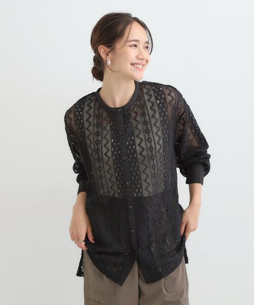 SHOO・LA・RUE / シューラルー シャツ・ブラウス | 【セットアップ可】レース使いが美しい バンドカラーシャツ | 詳細6