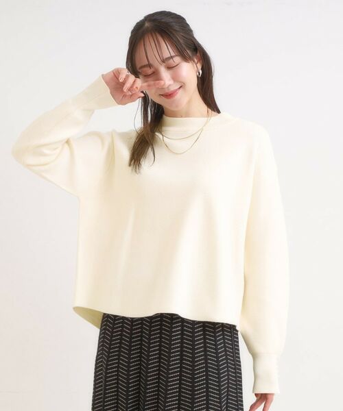 SHOO・LA・RUE / シューラルー ニット・セーター | 【セットアップ可/S-LL】インせず着られる 洗えるもちもち裾ラウンドニット | 詳細1