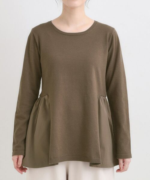 SHOO・LA・RUE / シューラルー ニット・セーター | 【洗濯機可/S-LL/体型カバー】異素材きりかえ Aラインニット | 詳細13