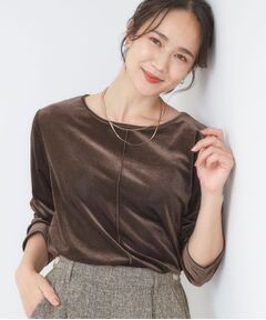 SHOO・LA・RUE / シューラルー カットソー | 【洗える/S-LL】上品見え ベロア調シアートップス