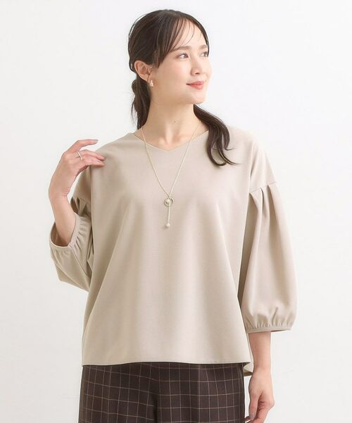 SHOO・LA・RUE / シューラルー カットソー | 【2点セット/7分袖】大人のきれい見え お袖タック入りアクセ付きトップス | 詳細9