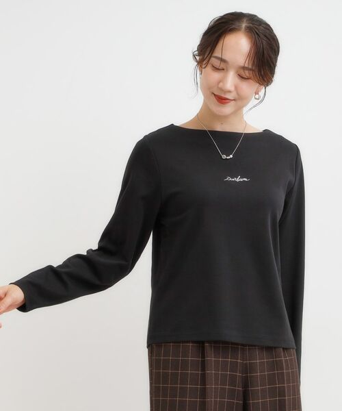 SHOO・LA・RUE / シューラルー カットソー | 【S-LL】お顔周りを美しく見せる ボートネックロンT | 詳細1