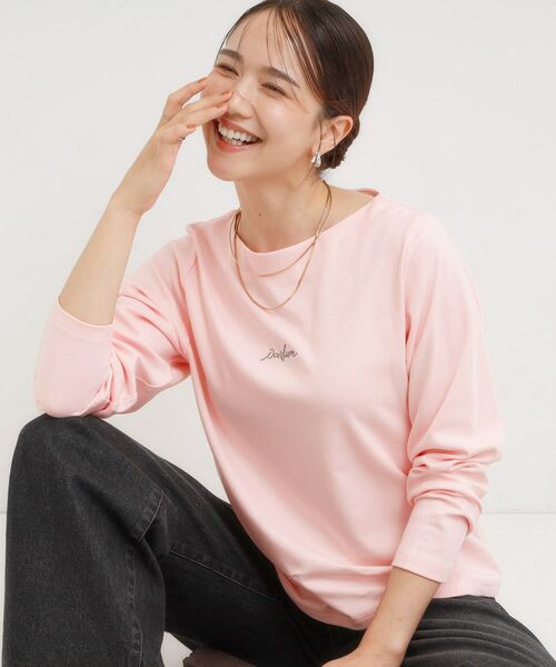 SHOO・LA・RUE / シューラルー カットソー | 【S-LL】お顔周りを美しく見せる ボートネックロンT(ライトピンク(270))