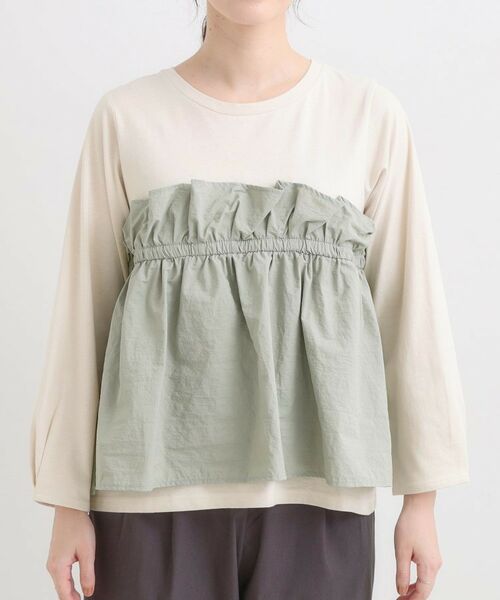 SHOO・LA・RUE / シューラルー カットソー | 【洗濯機可/S-LL】1枚で華やか フリルドッキングトップス | 詳細13