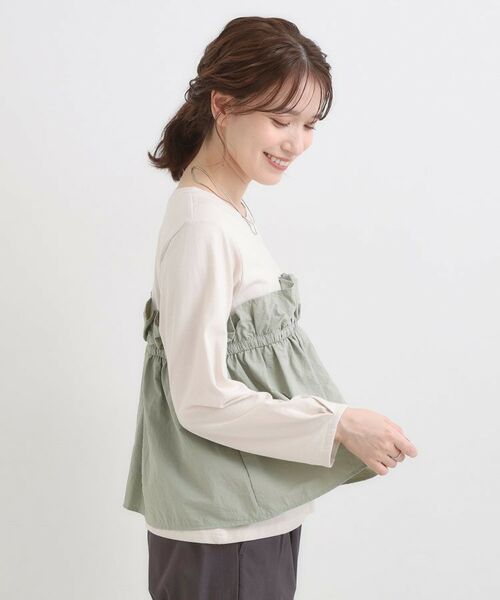 SHOO・LA・RUE / シューラルー カットソー | 【洗濯機可/S-LL】1枚で華やか フリルドッキングトップス | 詳細2