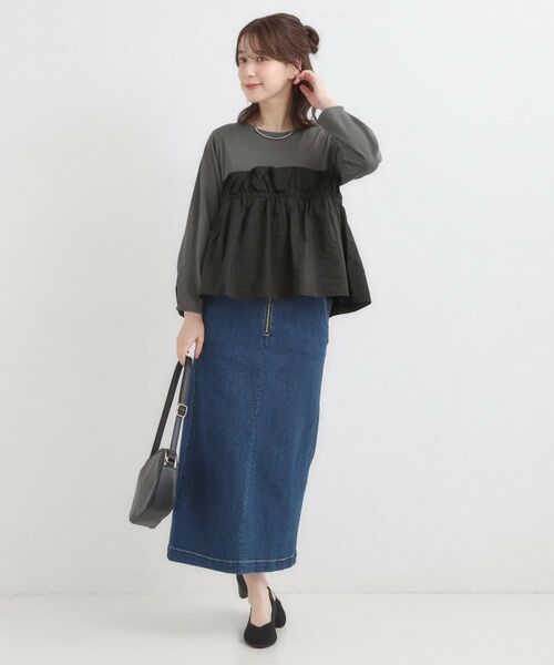 SHOO・LA・RUE / シューラルー カットソー | 【洗濯機可/S-LL】1枚で華やか フリルドッキングトップス | 詳細7