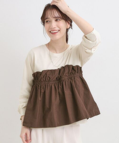 SHOO・LA・RUE / シューラルー カットソー | 【洗濯機可/S-LL】1枚で華やか フリルドッキングトップス | 詳細9