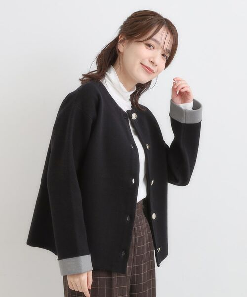 SHOO・LA・RUE / シューラルー カーディガン・ボレロ | ゴールドボタンがアクセント ダブルフェイスニットカーディガン | 詳細6