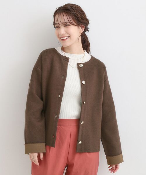SHOO・LA・RUE / シューラルー カーディガン・ボレロ | ゴールドボタンがアクセント ダブルフェイスニットカーディガン | 詳細9