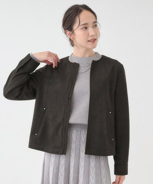 SHOO・LA・RUE / シューラルー レザーブルゾン・ジャケット | 【S-LL】上品さを纏う やわらか フェイクスエードブルゾン | 詳細1