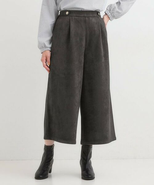 SHOO・LA・RUE / シューラルー ショート・ハーフ・半端丈パンツ | 【洗濯機可/S-LL】やわらかスエード調ガウチョパンツ | 詳細1