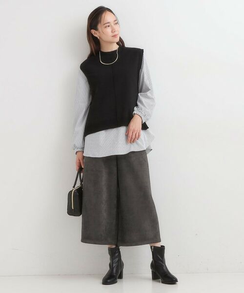 SHOO・LA・RUE / シューラルー ショート・ハーフ・半端丈パンツ | 【洗濯機可/S-LL】やわらかスエード調ガウチョパンツ | 詳細3