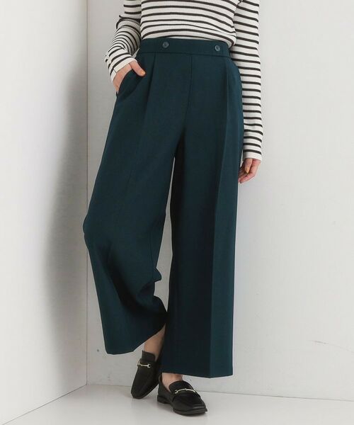 SHOO・LA・RUE/シューラルー 【着丈選べる】大人のきれいめスタイルに ウールフィール ワイドパンツ グリーン(022) 02(M) SHOO・LA・RUE/シューラルー 【着丈選べる】大人のきれいめスタイルに ウールフィール ワイドパンツ グリーン(022) 02(M)