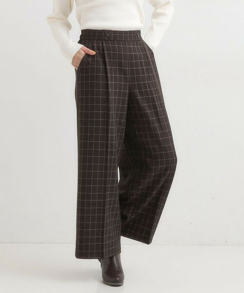 SHOO・LA・RUE/シューラルー 【着丈選べる】大人のきれいめスタイルに ウールフィール ワイドパンツ ブラウン(243) 42(LLショート丈) SHOO・LA・RUE/シューラルー 【着丈選べる】大人のきれいめスタイルに ウールフィール ワイドパンツ ブラウン(243) 42(LLショート丈)