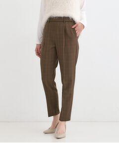 SHOO・LA・RUE / シューラルー パンツ | 【S-LL/チェック柄アソート】脚のラインをきれいに見せる タックテーパードパンツ