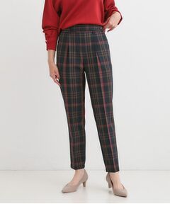 SHOO・LA・RUE / シューラルー パンツ | 【S-LL/チェック柄アソート】脚のラインをきれいに見せる タックテーパードパンツ