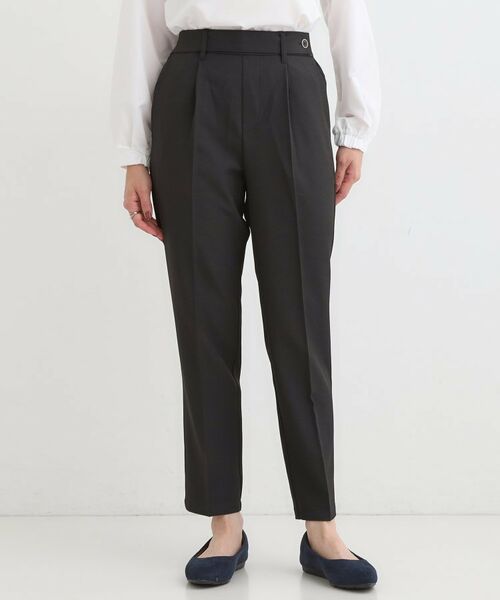 SHOO・LA・RUE / シューラルー パンツ | 【S-LL/チェック柄アソート】脚のラインをきれいに見せる タックテーパードパンツ | 詳細1