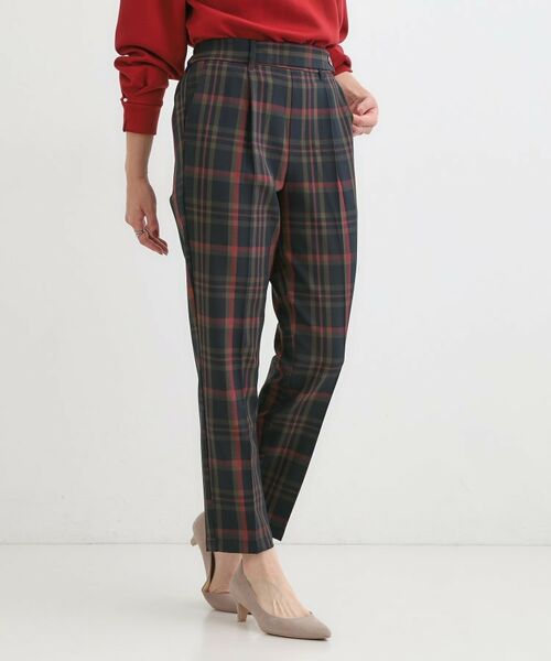 SHOO・LA・RUE / シューラルー パンツ | 【S-LL/チェック柄アソート】脚のラインをきれいに見せる タックテーパードパンツ | 詳細10