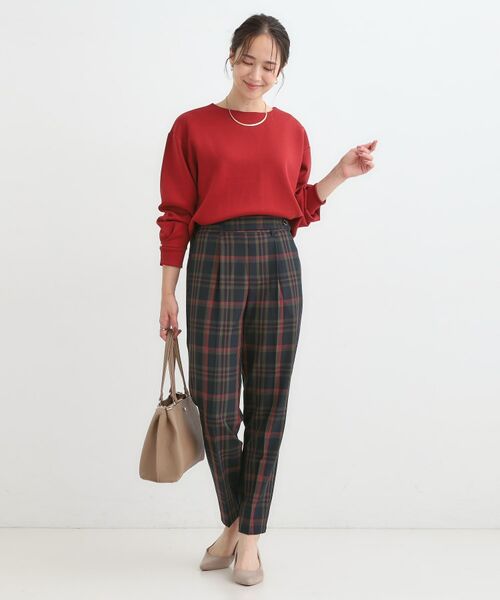 SHOO・LA・RUE / シューラルー パンツ | 【S-LL/チェック柄アソート】脚のラインをきれいに見せる タックテーパードパンツ | 詳細11