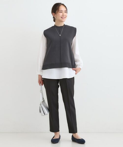 SHOO・LA・RUE / シューラルー パンツ | 【S-LL/チェック柄アソート】脚のラインをきれいに見せる タックテーパードパンツ | 詳細3