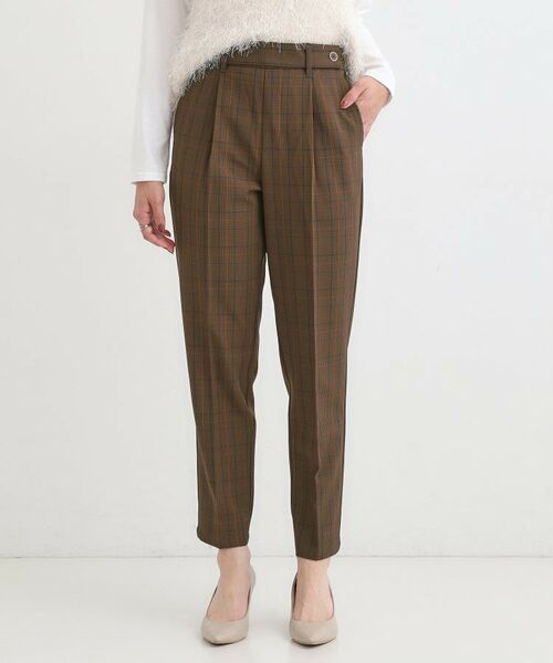 SHOO・LA・RUE / シューラルー パンツ | 【S-LL/チェック柄アソート】脚のラインをきれいに見せる タックテーパードパンツ | 詳細5