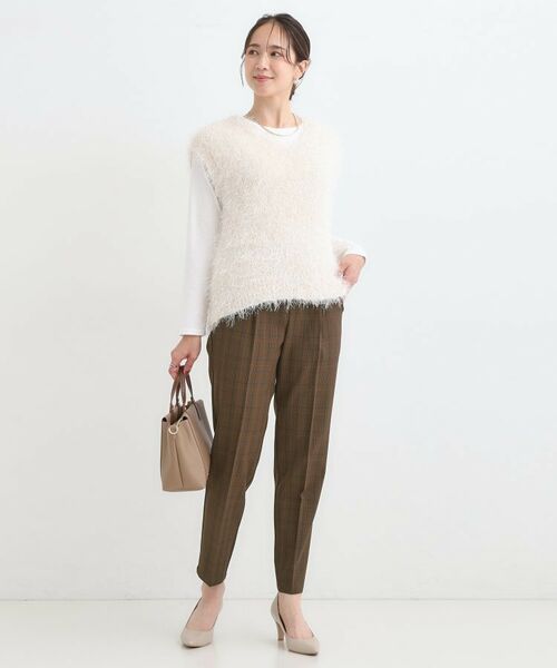 SHOO・LA・RUE / シューラルー パンツ | 【S-LL/チェック柄アソート】脚のラインをきれいに見せる タックテーパードパンツ | 詳細7