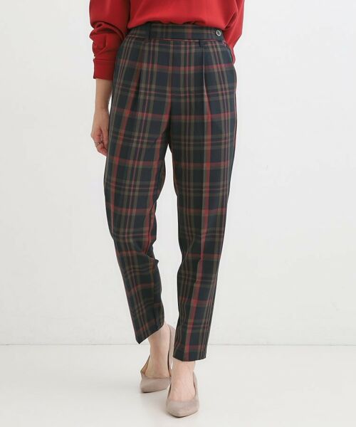 SHOO・LA・RUE / シューラルー パンツ | 【S-LL/チェック柄アソート】脚のラインをきれいに見せる タックテーパードパンツ | 詳細9