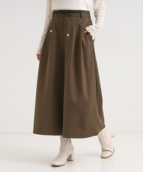 SHOO・LA・RUE / シューラルー ショート・ハーフ・半端丈パンツ | 【S-LL/2点セット】脚のラインを拾いにくい ベルト付きタックスカーチョパンツ | 詳細5